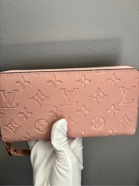 Louis Vuitton Blush Pink Embossed Monogram Zippy Wallet long